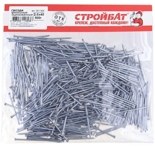 Гвозди финишные оцинкованные Стройбат 2,0х40 (0,5 кг) картинка